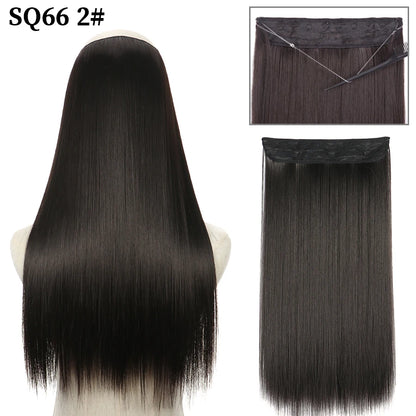 Synthetic Natural Wavy No Clip Fish Line Invisible Hair Extensions Mixed Color Blonde Black Artificial False Hair Piece ForWomen