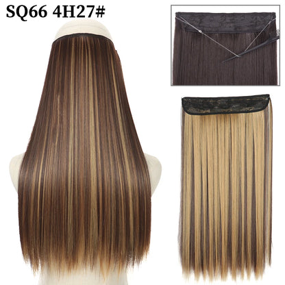 Synthetic Natural Wavy No Clip Fish Line Invisible Hair Extensions Mixed Color Blonde Black Artificial False Hair Piece ForWomen